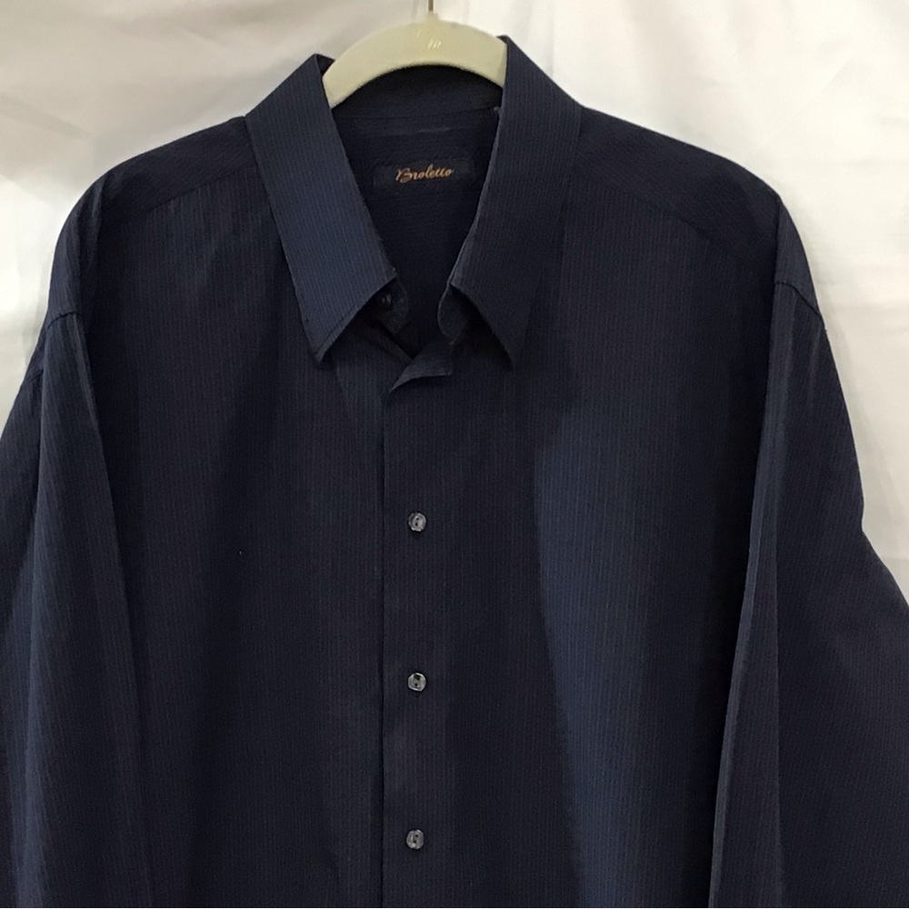 Blue used Broletto shirt with light blue stripes.
